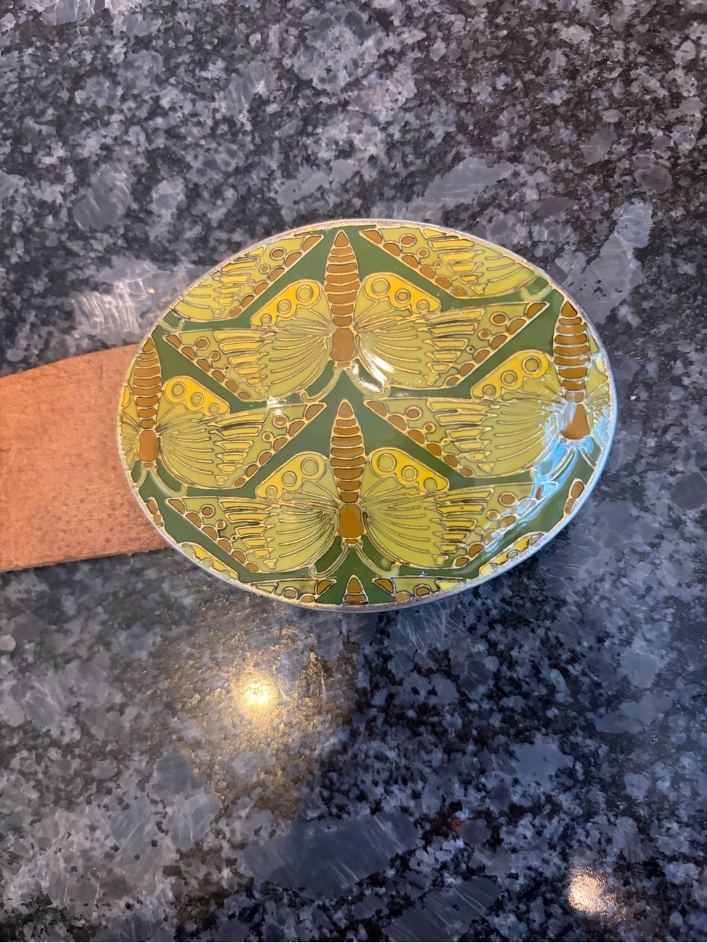 Green & Gold Dragonfly Enamel Belt Buckle
